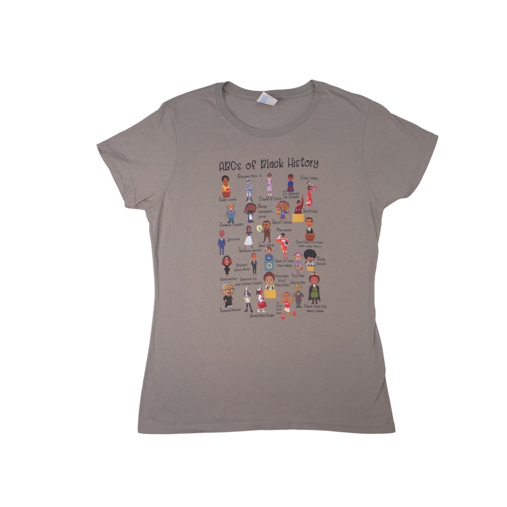Port & Company ABCs of Black‎ History T Shirt kid's Medium Grey Crew Neck